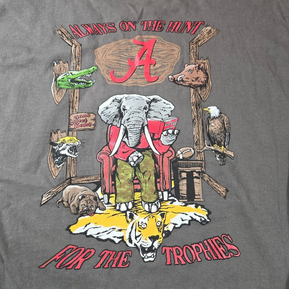 Y2K Alabama Crimson Tide Shirt L Red Gildan Rare Always On The Hunt NCAA Tee - Picture 8 of 8